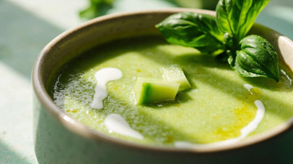 Gaspacho concombre basilic : soupe froide, fraîche et facile
